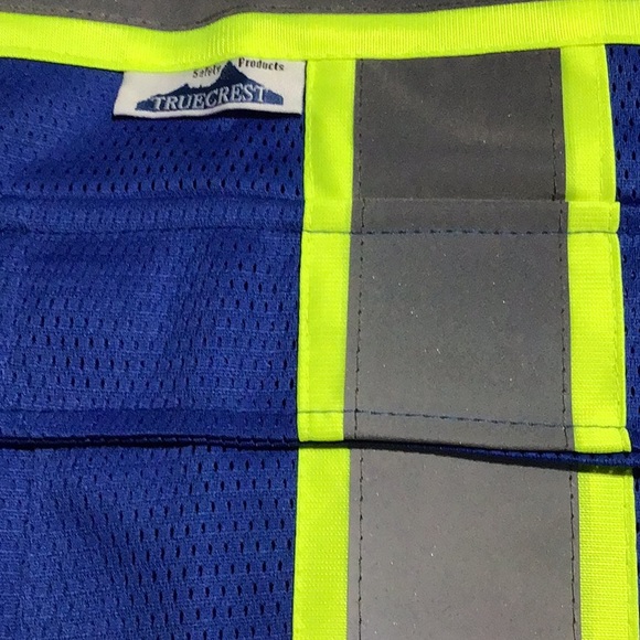 TRUECREST   Safety Vest Blue /Yellow 4 Pockets  Large  NWOT - Picture 5 of 7